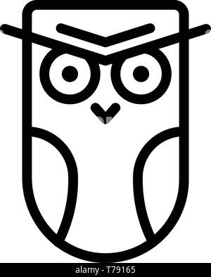 Arrabbiato il gufo, l'icona di stile di contorno Illustrazione Vettoriale