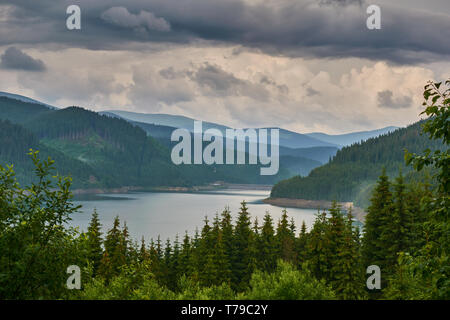Il lago di Vidra in montagna Foto Stock