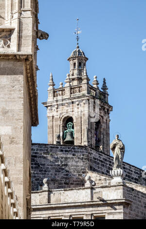Valencia Campanile di Sant Joan del Mercat Chiesa, Città Vecchia, Spagna Foto Stock