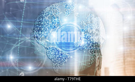 3D massa ologramma, Globe,WWW, Global Business e di telecomunicazione. Foto Stock