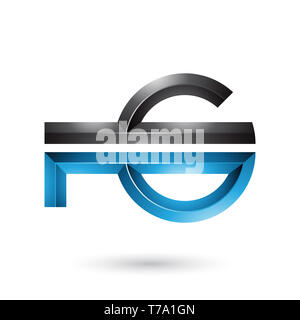 Illustrazione Vettoriale di nero e blu astratto-chiave come simbolo isolato su uno sfondo bianco Foto Stock