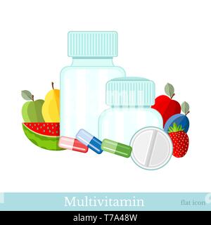 Pack con medecine gocce o vitamina Illustrazione Vettoriale