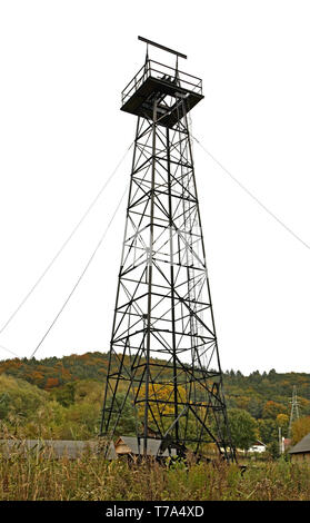 Olio derrick nel museo di architettura popolare. Sanok. Subcarpathian voivodato. Polonia Foto Stock