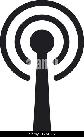 Semplice antenna con radiale onde radio vector icona simbolo Illustrazione Vettoriale