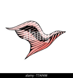 Illustrazione vettoriale di un stile Scratchboard inchiostro e disegno ad acquerello di un uccello Foto Stock