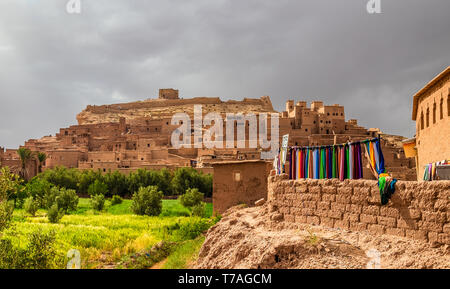 Kasbah Ait Ben Haddou, una fortezza berbere village vicino a Ouarzazate in Atlante del Marocco Foto Stock