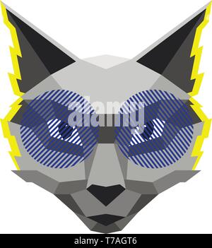 Cool cat creative illustrazione vettoriale in stile poligonale. Illustrazione Vettoriale