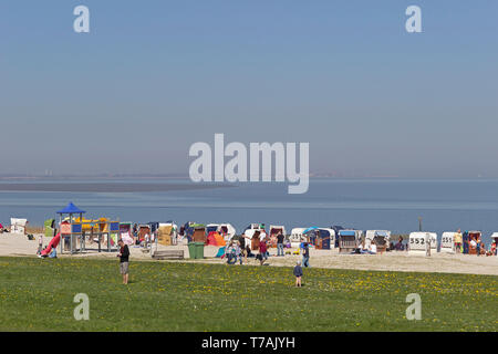 Spiaggia, Hooksiel, Wangerland, Bassa Sassonia, Germania Foto Stock