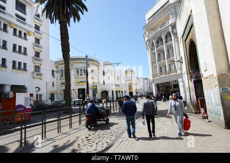 Boulevard Mohammed-V nel centro di Casablanca. Foto Stock