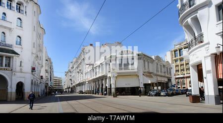 Boulevard Mohammed-V nel centro di Casablanca. Foto Stock