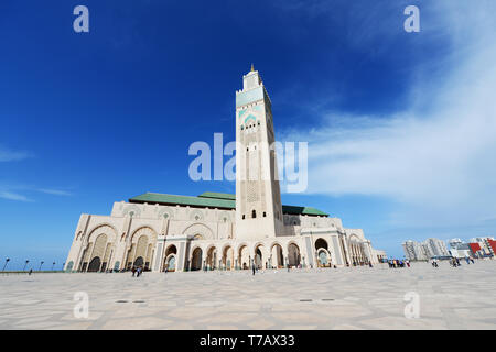 La moschea di Hassan II a Casablanca, in Marocco. Foto Stock