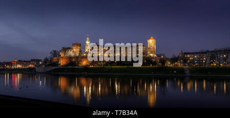 Panorama del castello di Wawel a Cracovia, Polonia Foto Stock