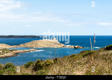 Es Colomar,isola di Minorca,lungo la cami de Cavalls passeggiata costiera. Foto Stock