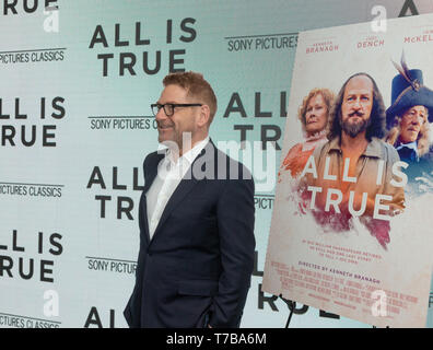 New York, NY - 5 Maggio 2019: Kenneth Branagh assiste premiere di Sony Pictures Classics movie tutti è vera a SAG AFTRA Foundation: Robin Williams Center Foto Stock