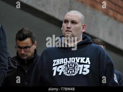 Brno, Repubblica Ceca. 05 Maggio, 2019. I funerali del calciatore ceco Josef Sural, 28, che è morto in un incidente stradale in Turchia il lunedì nel crematorio di Brno, in Repubblica Ceca, 5 maggio 2019. Credito: Igor Zehl/CTK foto/Alamy Live News Foto Stock