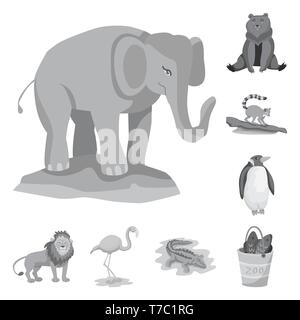 Elephant,bear,lemur,penguin,lion,flamingo,coccodrillo,benna,carino,marrone,scimmia,bianco,rosa,alligator,pesce,jungle,grandi,bradipo,natale,testa,sud,pike,tronco,selvatica,coda,arctic,l'orgoglio,esotica,zoo,parco,safari,animale,natura,divertente,fauna,entertainment,forest,flora,impostare,vettore,icona,immagine,isolato,raccolta,design,l'elemento,graphic,segno,mono,grigio vettori vettore , Illustrazione Vettoriale