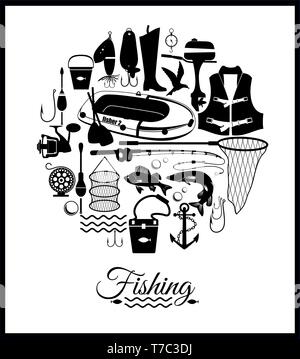 Fisning icon set. Illustrazione Vettoriale