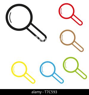 Lente di ingrandimento in linea piana icone vettoriali. Cerca, zoom in e zoom out icona. Segni sottili per interfaccia utente.eps 10. Illustrazione Vettoriale