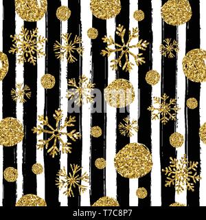 Seamless texture di luminosi ambienti isolati con brillantini e fiocchi di neve. Illustrazione di design. Illustrazione Vettoriale