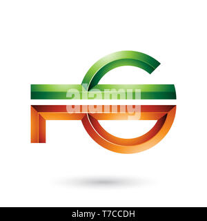 Illustrazione Vettoriale di arancione e verde tasto astratto-come simbolo isolato su uno sfondo bianco Foto Stock