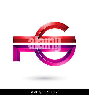 Illustrazione Vettoriale di rosso e Magenta chiave astratto-come simbolo isolato su uno sfondo bianco Foto Stock