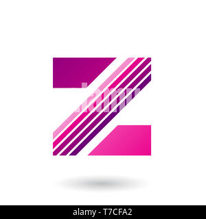 Illustrazione Vettoriale di Magenta lettera Z con spesse strisce diagonali isolato su uno sfondo bianco Foto Stock