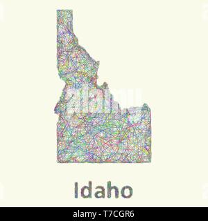 Idaho line art mappa Illustrazione Vettoriale