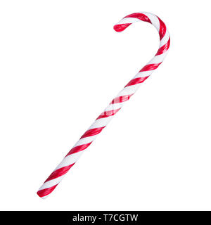 Tradizionali di Natale fatti a mano lucida candy cane isolato su sfondo bianco Foto Stock