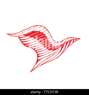 Illustrazione della Red vettorializzare schizzo di inchiostro di Eagle isolato su uno sfondo bianco Foto Stock