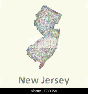 New Jersey line art mappa Illustrazione Vettoriale