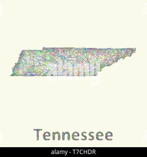 Tennessee line art mappa Illustrazione Vettoriale