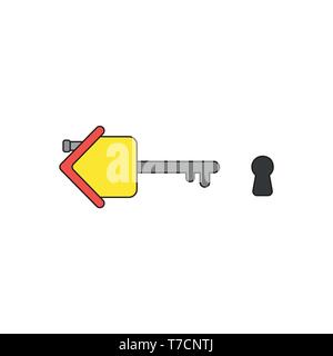 Icona vettore concetto di casa gialla chiave con la tecnica keyhole. Illustrazione Vettoriale
