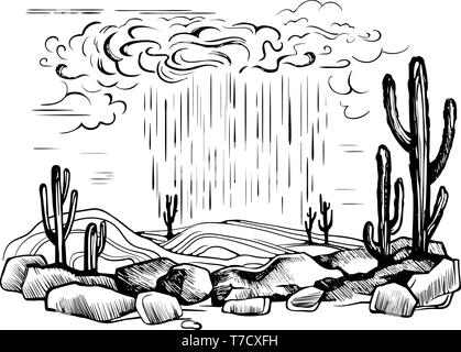 Arizona desert storm pioggia Illustrazione Vettoriale