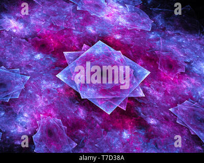 Colorato incandescente piazze astratta composizione, generato dal computer sfondo astratto, rendering 3D Foto Stock