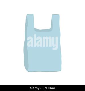 Supermercato giubbotto Shopping maniglia in plastica monouso sacco della confezione. Mock up Modello pronto per il tuo design. Imballaggio del prodotto Illustrazione Vettoriale