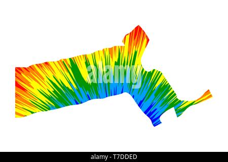 Commonwealth of Massachusetts (Stati Uniti d'America, USA, Stati Uniti, US) - mappa è progettato rainbow abstract pattern colorati, Stato del Massachusetts ma Illustrazione Vettoriale