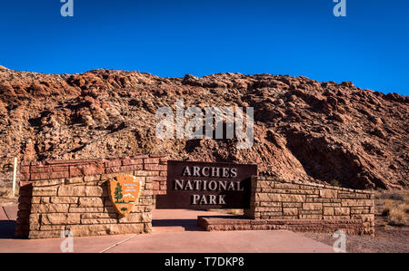 Parco Nazionale di Arches ingresso Foto Stock