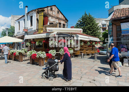 Strada nel vecchio bazar, Skopje, Macedonia Foto Stock