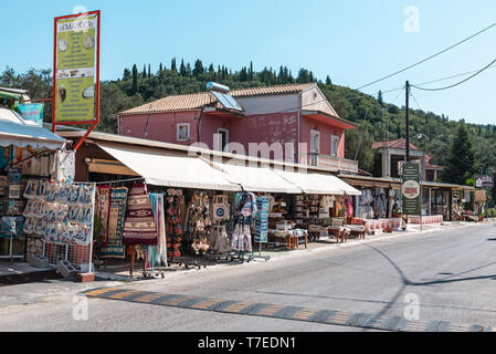 Negozio di souvenir, Makrades, isola di Corfu, Isole Ionie, Grecia Foto Stock