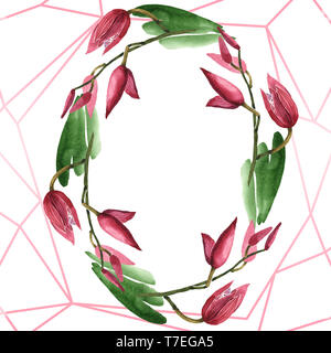 Marsala orchid floreale di fiori botanica. Wild molla a balestra di fiori selvaggi isolati. Acquerello illustrazione dello sfondo impostato. Disegno ad acquerello fashion aqu Foto Stock