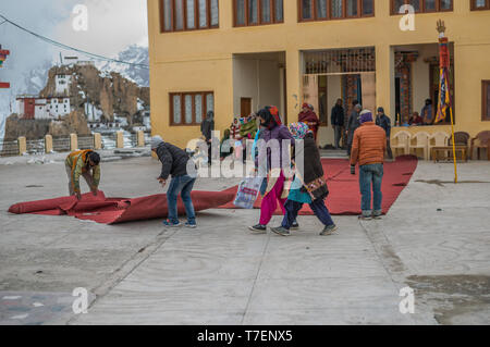 Spiti, Himachal Pradesh, India - 24 Marzo 2019 : Foto del monastero di Dhankar in Himalaya Foto Stock
