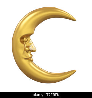 Golden Crescent Moon isolato Foto Stock