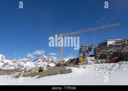 Sito in costruzione nelle Alpi Svizzere Foto Stock