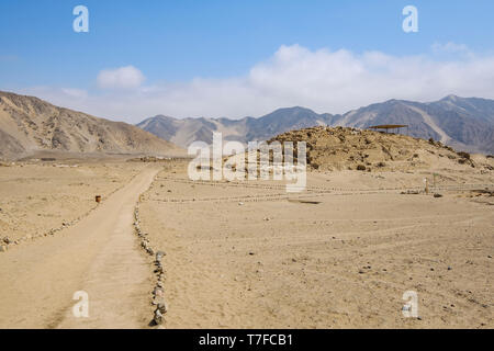 Il sito archeologico della Città sacra di Caral (o Caral-Supe perché si trova sul Supe Valley) in Barranca Provincia, Regione di Lima, Perù Foto Stock