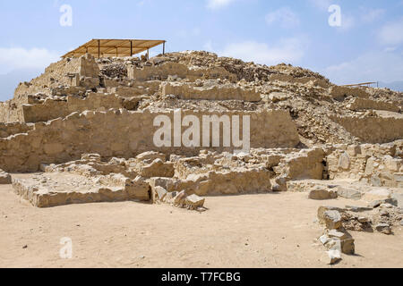 Il sito archeologico della Città sacra di Caral (o Caral-Supe perché si trova sul Supe Valley) in Barranca Provincia, Regione di Lima, Perù Foto Stock