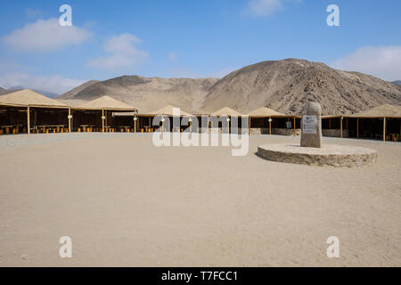 Il sito archeologico della Città sacra di Caral (o Caral-Supe perché si trova sul Supe Valley) in Barranca Provincia, Regione di Lima, Perù Foto Stock