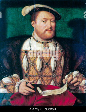 Joos van Cleve, Re Enrico VIII d'Inghilterra (1491-1547), ritratto dipinto, c. 1530 Foto Stock