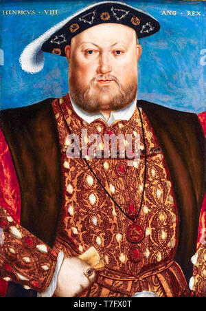Re Enrico VIII (1491-1547) ritratto dipinto dopo Hans Holbein, 16th secolo Foto Stock