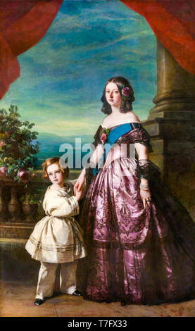 La regina Victoria and Albert Edward, Principe di Galles, doppio ritratto dipinto di Franz Xaver Winterhalter, 1846 Foto Stock