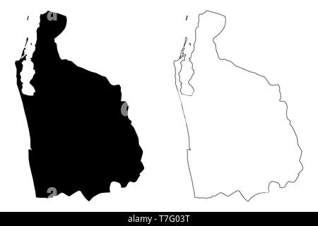 Nord provincia occidentale, Sri Lanka (divisioni amministrative, Repubblica democratica socialista di Sri Lanka, Ceylon) mappa illustrazione vettoriale, scribble ske Illustrazione Vettoriale